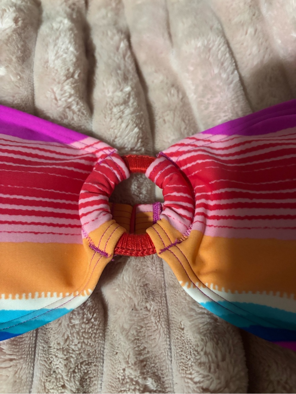 : Aerie Striped Bandeau Bikini Set High Rise Bottoms Multicolor M NWOT - Picture 7 of 10